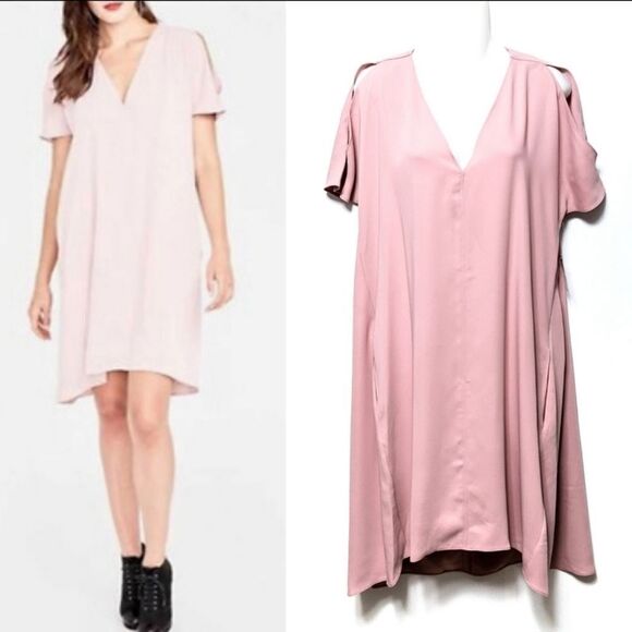 NWT RACHEL ROY Pink Cold Shoulder Pocket Dress M - Picture 9 of 9